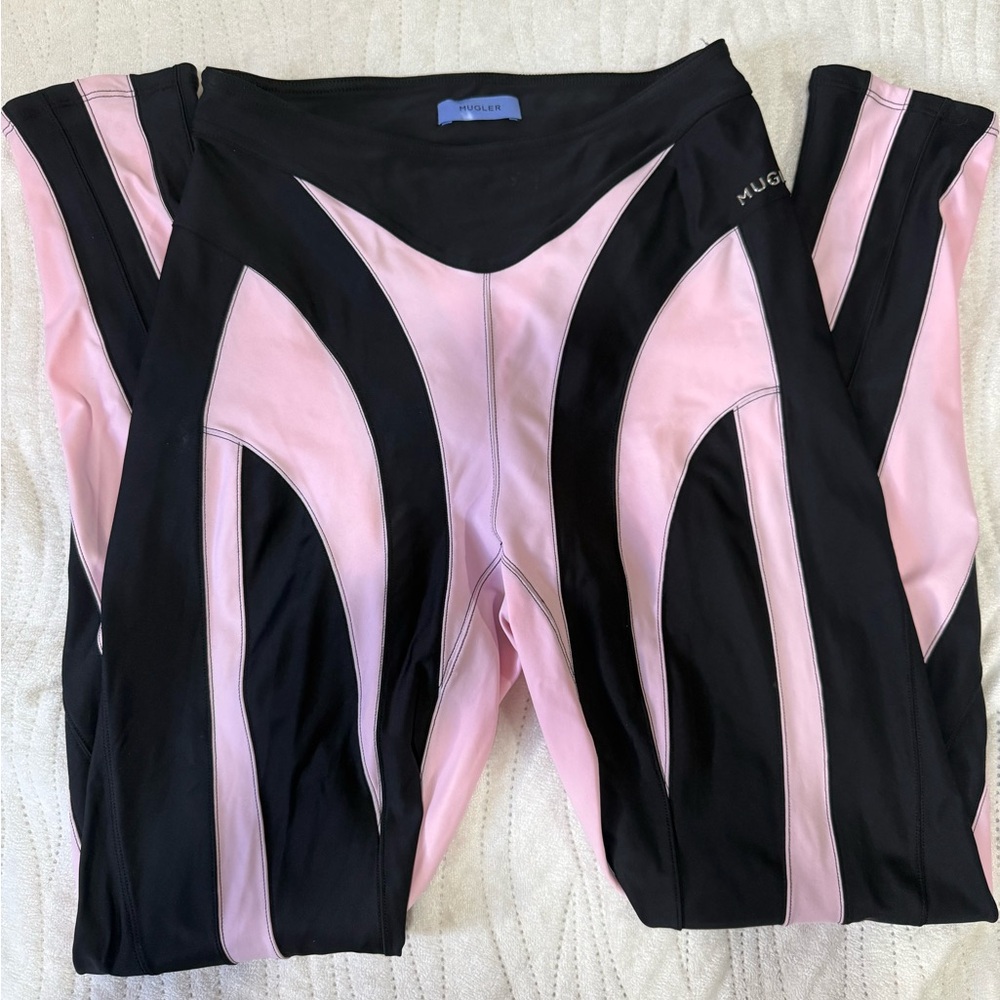 MUGLER Pink and Black Leggings